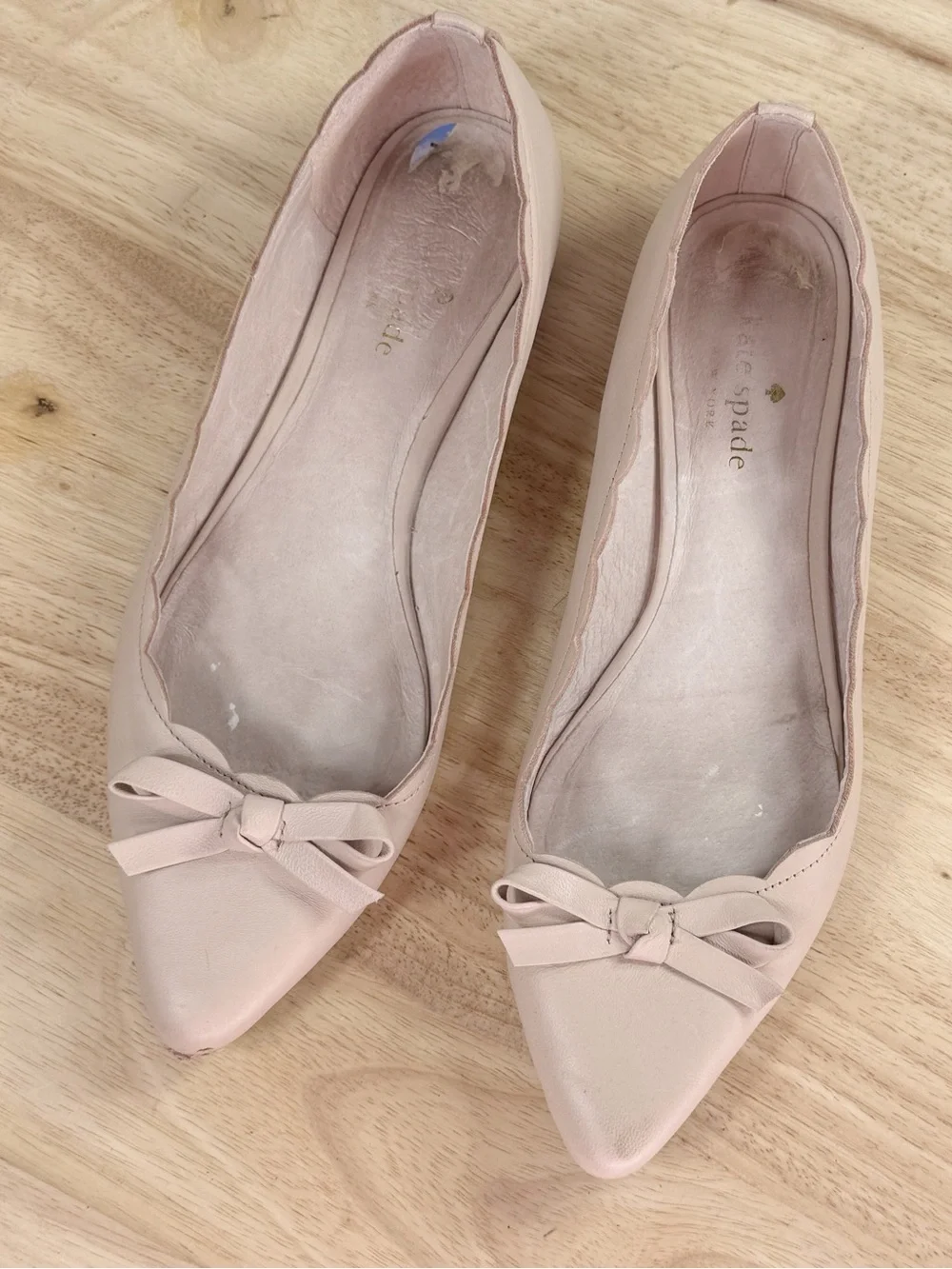 Kate Spade Elent Flex Scallop Edge Ballet Flats Blush Tan 7.5 Leather Neutral